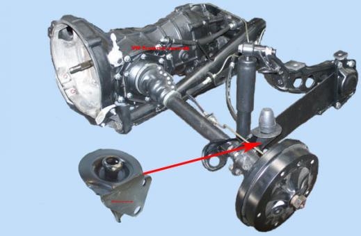 Stop support, right, swing axle 